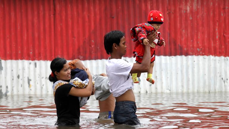 Jakarta en Indonésie est sujette aux inondations 