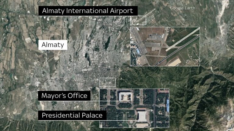 Une carte satellite détaillée mettant en évidence les principales zones de manifestations