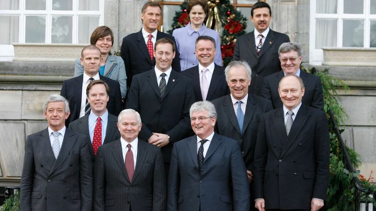 Lars Findsen, pictured second row far left, among foreign and defence ministers 