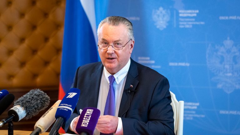 Permanent Representative of the Russian Federation to the OSCE, Ambassador Alexander Lukashevich.  Photo: AP