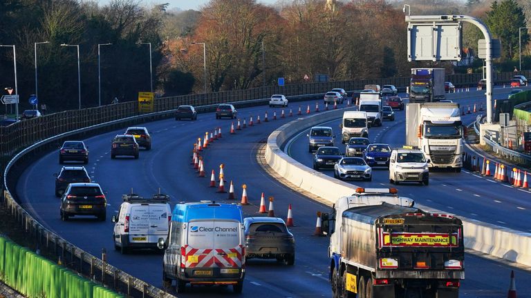 Road traffic flows along the M4 motorway near Datchet, Berkshire, after advice to work from home was dropped on Wednesday by Prime Minister Boris Johnson. Picture date: Thursday January 20, 2022.
