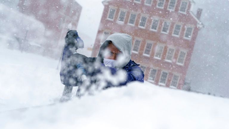 Snow in Massachusetts. Pic: AP