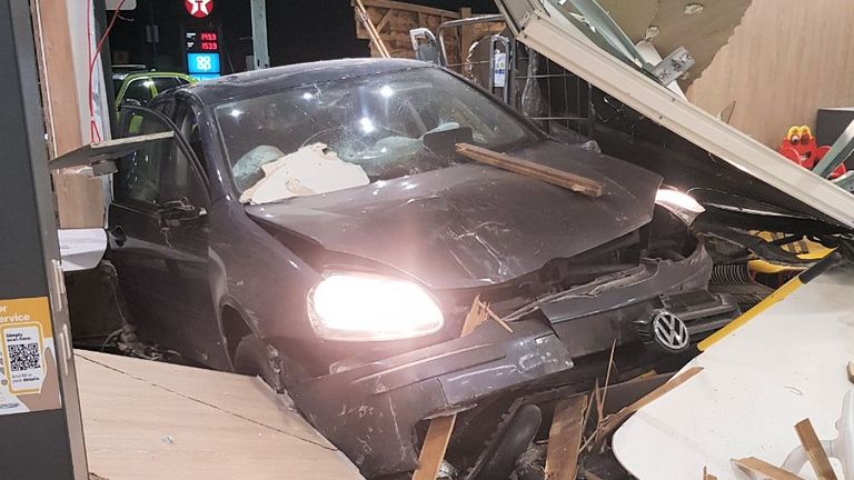 A drink-driver took the term ‘Drive Thru’ a bit too literally, after he crashed into a McDonald’s restaurant. Pic: Sussex Police