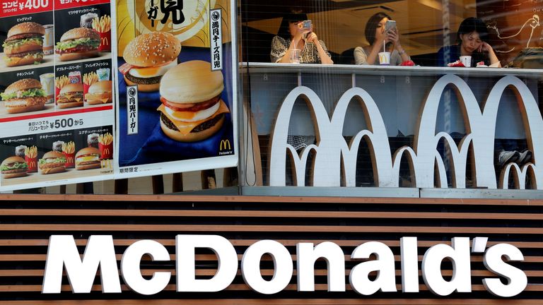 FILE PHOTO: Customers are seen at a McDonald&#39;s fast food restaurant in Tokyo, Japan, September 26, 2017.