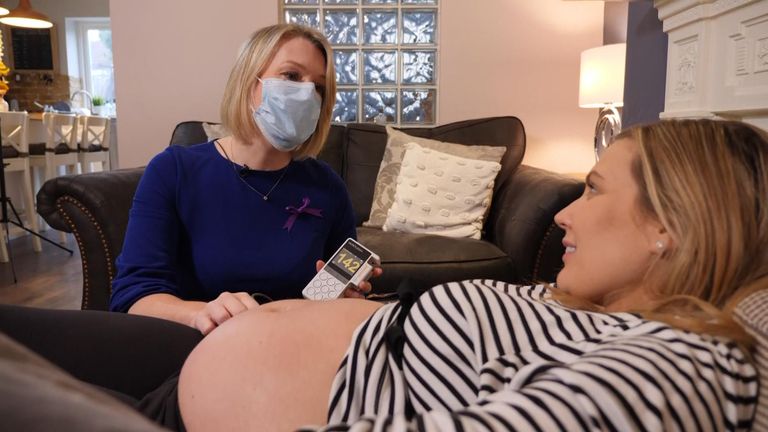 Midwife Erika Thompson and expectant mother Hannah Beard
