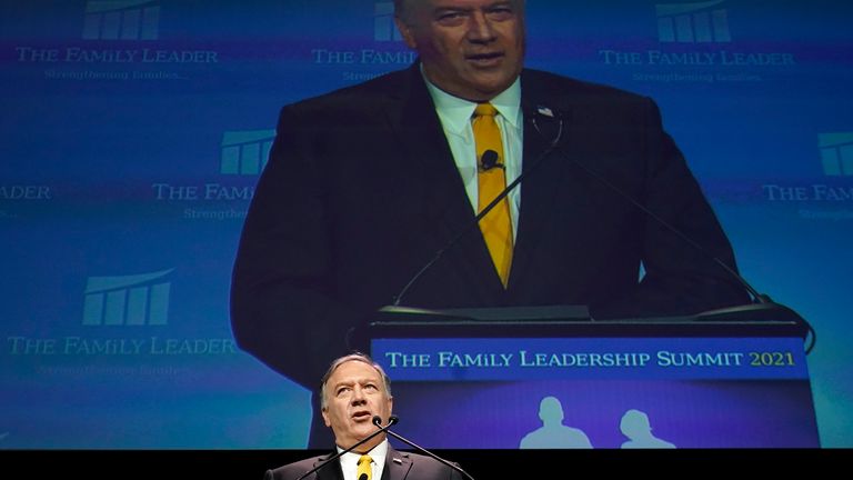 Former secretary of state Mike Pompeo in July 2021, three weeks after he decided to lose weight. Pic: AP
