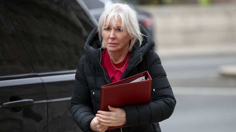 British Culture Secretary Nadine Dorries arrives at the Cabinet office in London