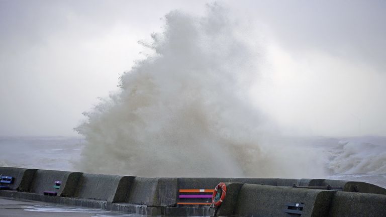 Waves on the sea front at New Brighton