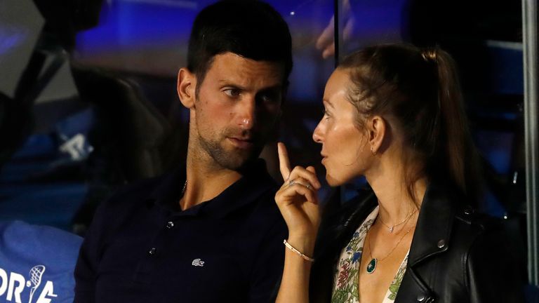 Jelena Djokovic has thanked fans for supporting her husband. Pic: AP