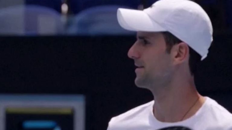 Novak Djokovic training in Melbourne