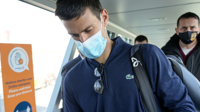 Djokovic was whisked through passport control and customs