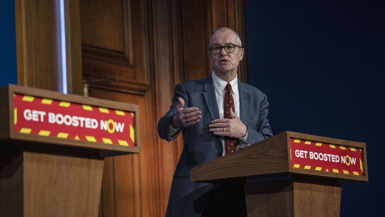 Chief scientific adviser Sir Patrick Vallance, during a media briefing in Downing Street, London, on coronavirus (Covid-19). Picture date: Tuesday January 4, 2022.