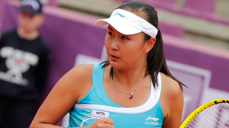 China's Shuai Peng reacts against Sweden's Sofia Arvidsson during the quarter-finals of the Brussels Open tennis tournament in Brussels on Thursday 19 May 2011.  (AP Photo/Yves Logghe)