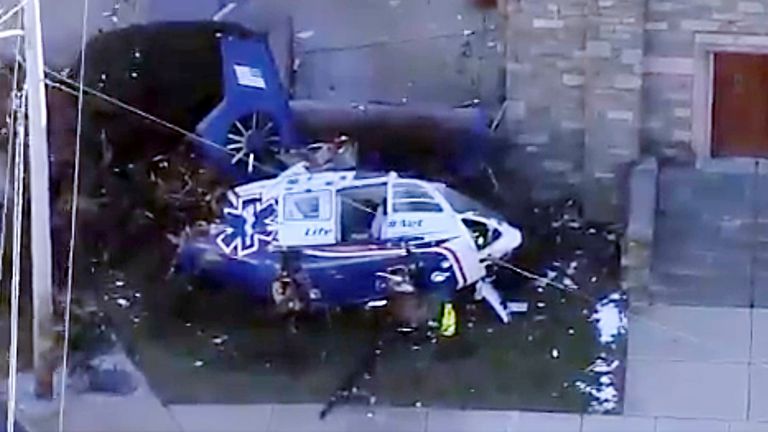 Philadelphia helicopter crash. Pic: AP