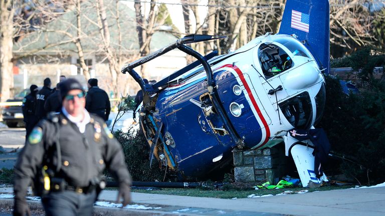 Philadelphia helicopter crash. Pic: AP
