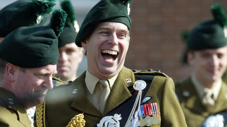 The Duke of York, pictured in 2003, is colonel-in-chief of the Royal Irish Regiment