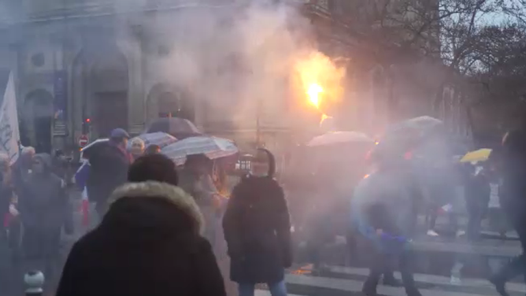 Protesters took to the streets of Paris