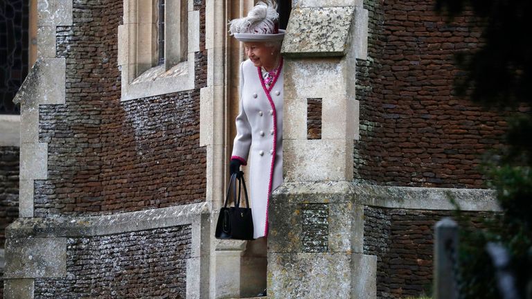 Britain&#39;s Queen Elizabeth II leaves after attending the Christmas day service at St Mary Magdalene Church in Sandringham in Norfolk, England, Tuesday, Dec. 25, 2018. (AP Photo/Frank Augstein)