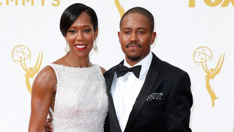 Regina King and her son Ian Alexander Jr pictured at the Emmy Awards in 2015. Pic: Danny Moloshok/Invision/AP