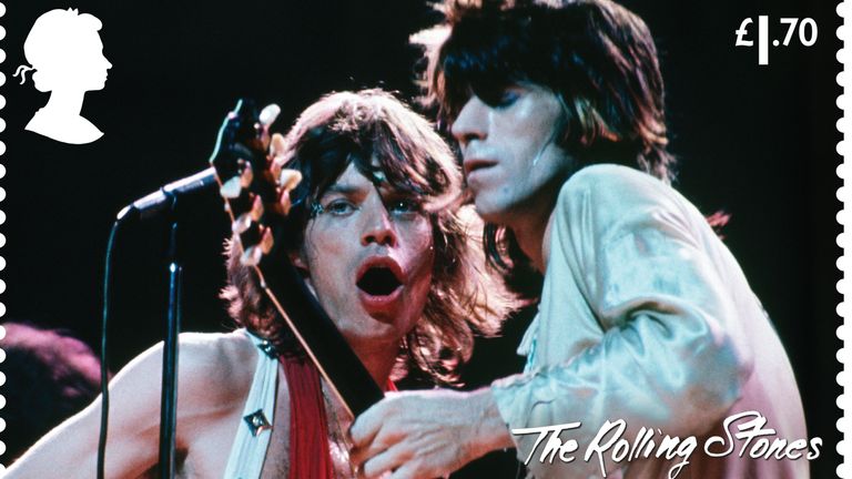 Niedatowana ulotka wydana przez Royal Mail dla nowego zestawu 12 znaczków z Rolling Stonesami, który trafi do sprzedaży od 20 stycznia.  Data wydania: wtorek, 11 stycznia 2022.