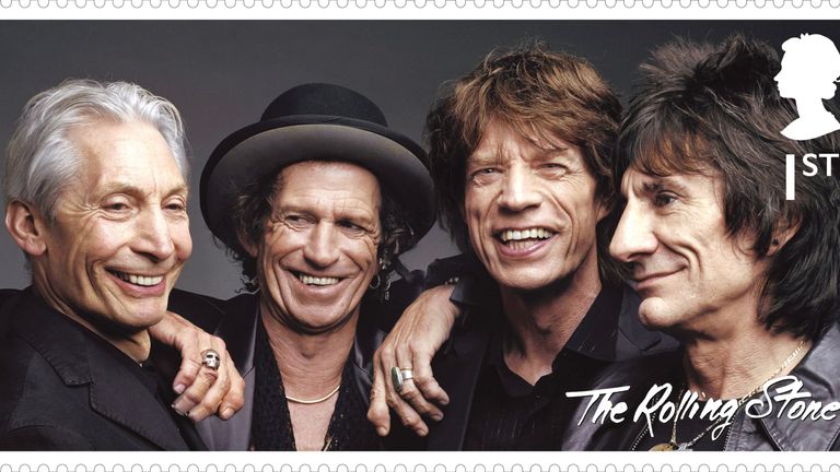 Undated handout photo released by Royal Mail of a new set of 12 stamps featuring the Rolling Stones, which will go on sale January 20.  Release date: Tuesday January 11, 2022.
