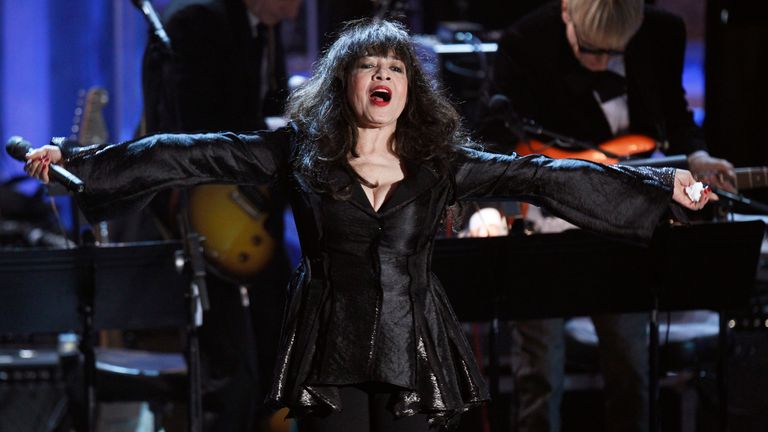 Ronnie Spector performs during the 2010 Rock and Roll Hall of Fame induction ceremony in New York