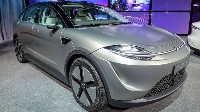 The &#39;Vision-S02&#39; electric car is the second concept vehicle that Sony has produced. Pic: AP