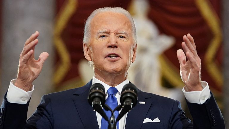 U.S. President Joe Biden speaks in Statuary Hall on the first anniversary of the January 6, 2021 attack on the U.S. Capitol by supporters of former President Donald Trump, on Capitol Hill in Washington, U.S., January 6, 2022. REUTERS/Kevin Lamarque..