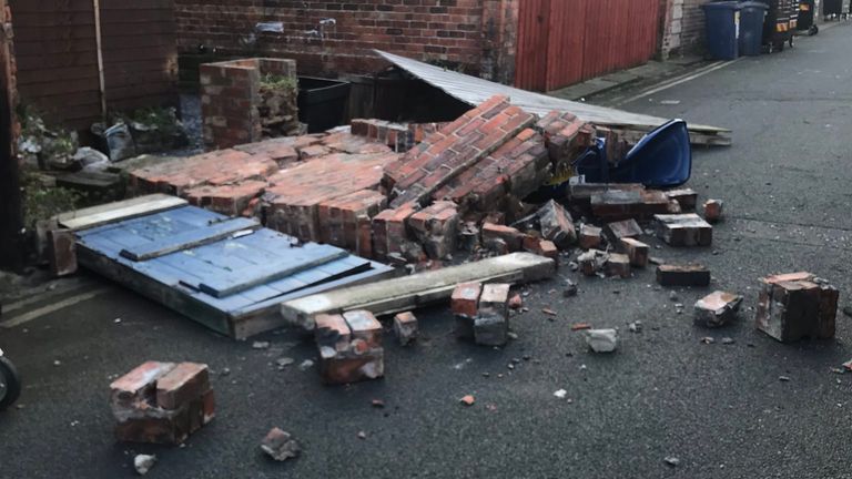 Ellen Bishell said the winds took out her garden wall in Newcastle. Pic: Ellen Bishell