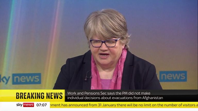 Therese Coffey denies the prime minister had involvement in decisions about individual evacuations from Afghanistan