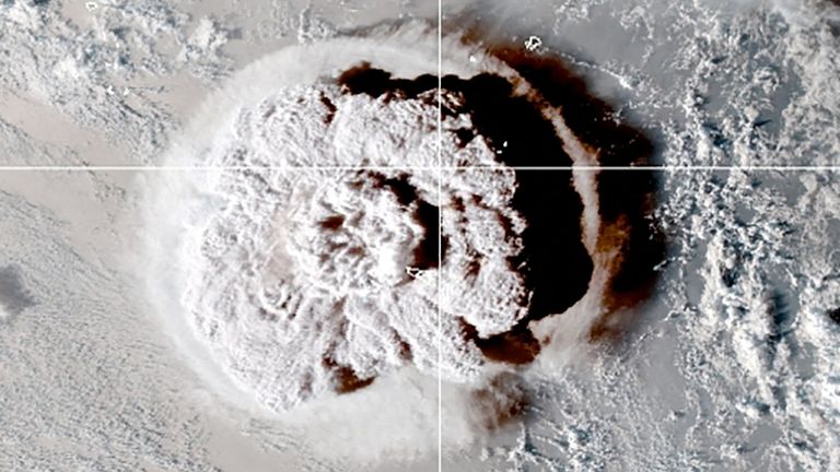 An eruption of an underwater volcano off Tonga triggered a tsunami warning for several South Pacific island nations 