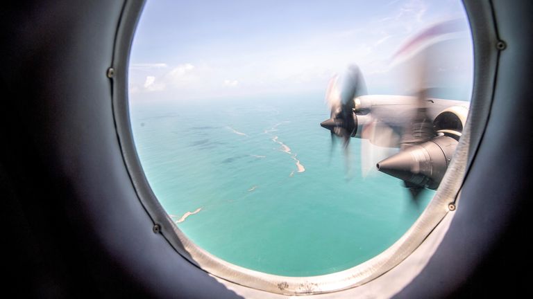 A New Zealand Defence Force P-3K2 Orion surveillance flight over Tonga