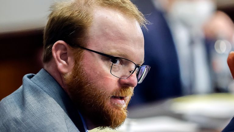 Travis McMichael during the sentencing hearing. Pic: AP