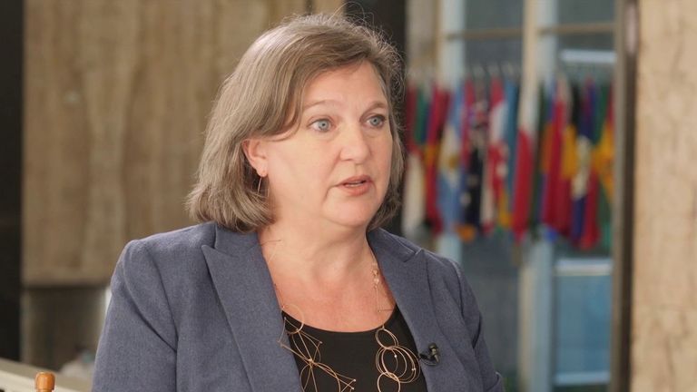 U.S. Under Secretary of State Victoria Nuland says America is preparing &#39;consequences&#39; for Russia if they invade Ukraine.

America has sat in on talks between Ukraine and Russia to try and ease tensions as Russian troops mobilise on the Ukraine border.

Sky&#39;s Mark Stone asked the Under Secretary of State if America is prepared to go to war with Russia if they invade.