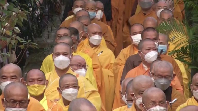 The cremation of Thich Nhat Hanh was held in Hue, Vietnam