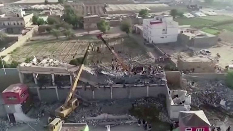 Damage after an airstrike hit a temporary detention centre is seen in Saada, Yemen, January 21, 2022 in this still image obtained from a video. Video recorded with a drone. Al Masirah TV/REUTERS TV via REUTERS THIS IMAGE HAS BEEN SUPPLIED BY A THIRD PARTY
