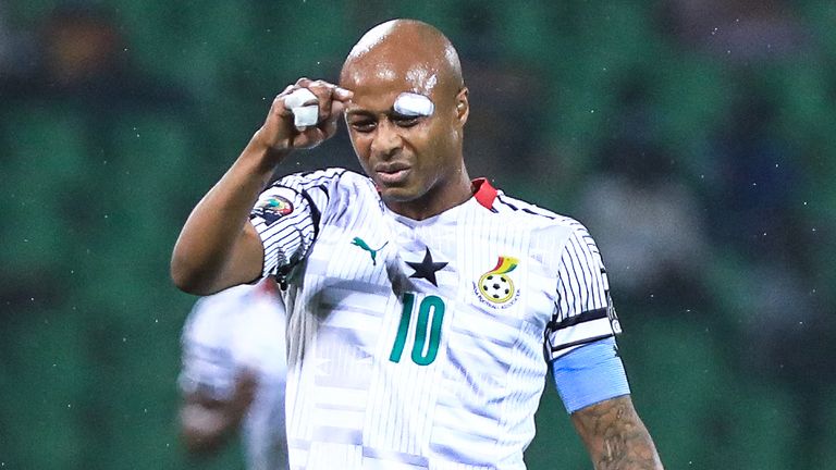 Andrew Ayew was sent off as Ghana crashed out of the Africa Cup of Nations with defeat to Comoros
