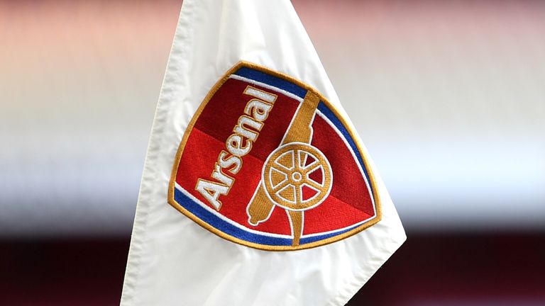 A general view of an Arsenal corner flag on the pitch prior to the beginning of the Premier League match at the Emirates Stadium, London. Picture date: Saturday January 30, 2021.