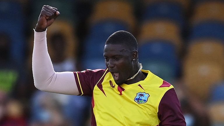 Getty - Jason Holder during the T20 International between West Indies and England at Kensington Oval on January 22, 2022 in Bridgetown, Barbados. (Photo by Gareth Copley/Getty Images)