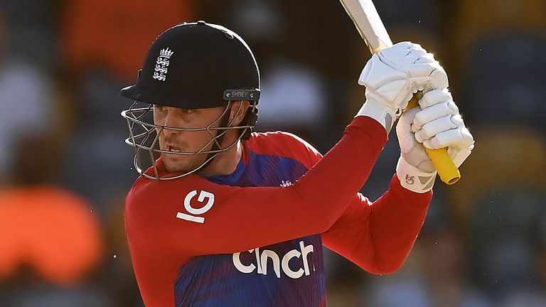 Getty - Jason Roy during the 2nd T20 International match between West Indies and England at Kensington Oval on January 23, 2022 in Bridgetown, Barbados. (Photo by Gareth Copley/Getty Images)