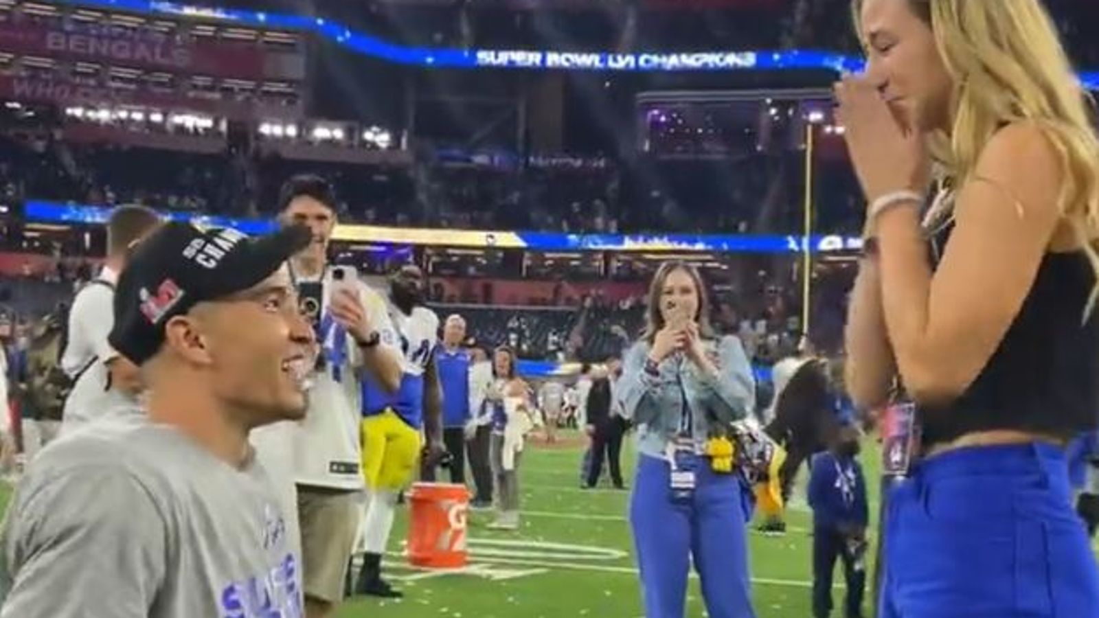 More than one ring tonight!!': Rams player proposes after Super Bowl