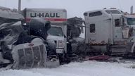 A pileup involving about 100 cars, trucks and big rigs took place during a blinding snowstorm on Interstate 39. Pic: David Troesser