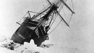 THE SHACKLETON EXPEDITION: The Endurance nipped: For two months before she went down the Endurance was the centre of an ice pressure. The picture shows her caught between two immense ice floes in which she was squeezed. It took only 15 seconds for her to be shifted into this position. Endurance finally sank on October 27th 1915. 