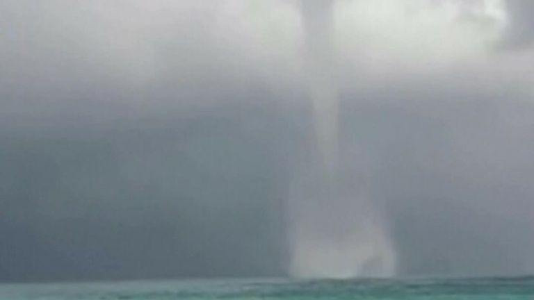 A huge waterspout casued havoc inland on Cuba