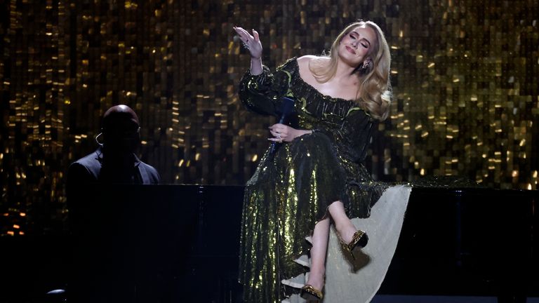 Adele performing at the Brit Awards 