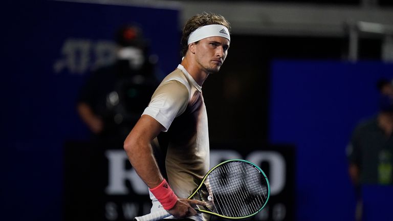 Alexander Zverev of Germany at the Mexican Open tennis tournament in Acapulco on Tuesday. Pic: AP