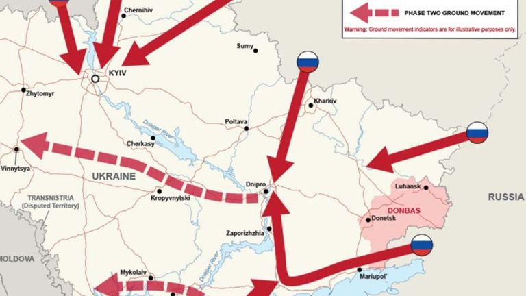The MoD, via @DefenceHQ, has released a graphic showing Vladimir Putin&#39;s possible "axis of invasion" into Ukraine