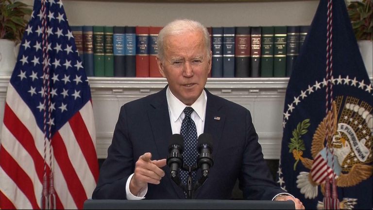 Biden gives a news conference in which he says he believes Russia will target Kyiv in the coming days. 