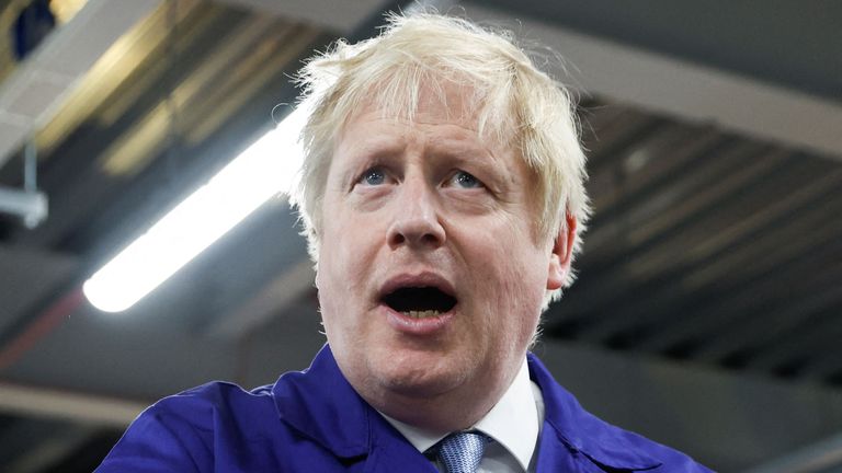 British Prime Minister Boris Johnson speaks during a visit to the technology centre at Hopwood Hall College, in Middleton, Greater Manchester