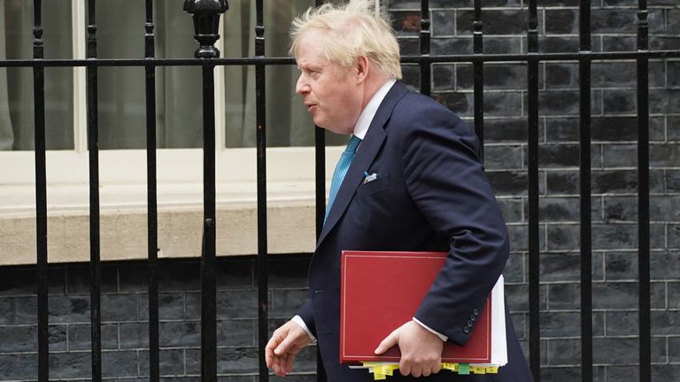 Prime Minister Boris Johnson leaves 10 Downing Street, London, to attend Prime Minister&#39;s Questions at the Houses of Parliament.
